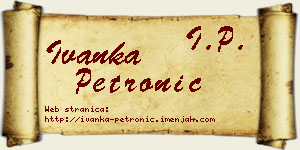 Ivanka Petronić vizit kartica